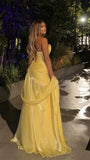 Yellow Sweetheart Mermaid Prom DressesPleated Organza Formal Night HZ0307