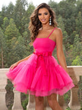 Red Homecoming Dresses Tulle Mini Party Dress, HZ0307