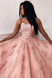Spaghetti Straps A-Line Tulle Lace Prom HZ0307