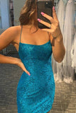LTP1150,Teal blue lace homecoming dresses,spaghetti straps mini prom HZ0307
