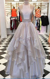 LTP1003,Two pieces prom dresses,halter organza a-line prom dress,sleeveless evening HZ0307