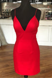 LTP1071,Simple homecoming dresses spaghetti straps v-neck short HZ0307