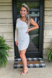 One Shoulder Sequin Bodycon Tassel Homecoming HZ0307
