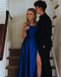 LTP0842,Elegant Backless Royal Blue Long Prom Dress Blue Satin Evening HZ0307
