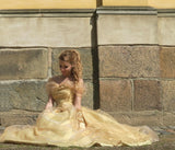 LTP0855,Off the shoulder prom dresses organza evening dresses gold yellow Cinderella princess ball gown a line formal HZ0307