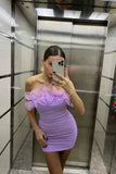 Lilac Strapless Bodycon Homecoming Dresses Sleeveless Back To School Dress, HZ0307