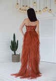 LTP1591,Stunning Tiered Sweetheart Tulle Slit Lace Prom Dresses Sleeveless Evening HZ0307