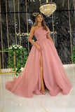 LTP1583,Arab Dusty Pink A-Line Tulle Long Prom Evening HZ0307