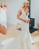 LTP1126,Mermaid Ivory Satin Wedding Gown,Simple Long Bridal Wedding HZ0307