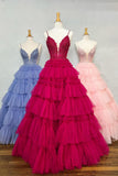 Straps Tulle Ruffle Long Formal HZ0307