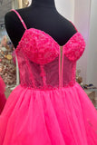 Pink Corset Tulle Ruffles A-line Formal HZ0307