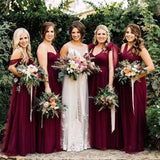 LTP1718,Simple Burgundy Sheath Bridesmaid HZ0307
