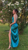 LTP1618,Sexy Blue Cross Back Tie Satin Prom Dresses,Evening Dresses Blue Party HZ0307