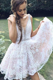 LTP1395,Champagne applique v-neck homecoming dresses a-line short prom HZ0307