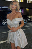 LTP1793,Sparkle A-Line Off The Shoulder Homecoming HZ0307