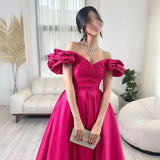 Off The Shoulder A-Line Hot Pink Evening Prom HZ0307