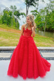 Sweetheart Lace and Tulle Tiered Ruffles Prom HZ0307