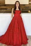 Spaghetti Straps A-Line Tulle Lace Prom HZ0307