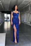 LTP1322,Neon Pink Sequins One-Shoulder Backless Long Formal HZ0307