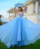 LTP0954,Sky blue prom dresses sparkle sweetheart long evening formal gown party HZ0307