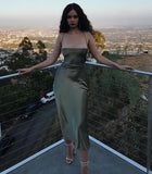 LTP0126,Olivia Green Prom Dresses Beautiful Mermaid Spaghetti Straps Prom HZ0307