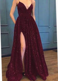 LTP0108,Sparkle spaghetti straps long prom dress v-neck a line full length evening HZ0307