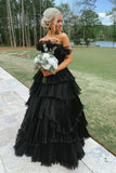 Ruffles Pleated A-Line Organza Long Prom HZ0307