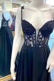 Red A-line Lace Appliques Chiffon Long Prom HZ0307