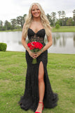 Sweet Hot Pink Lace Mermaid Long Prom HZ0307