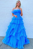 Ruffles Pleated A-Line Organza Long Prom HZ0307