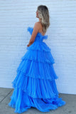 Ruffles Pleated A-Line Organza Long Prom HZ0307
