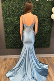 Double Straps Appliques Mermaid Satin Formal HZ0307