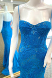 Straps Blue Lace Mermaid Prom HZ0307
