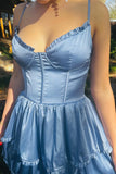 Blue Layered A-line Long Party Dress with HZ0307