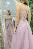 Straps Sage Green Appliques Tulle Long Formal HZ0307