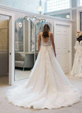 LTP1609,Gorgeous White A-Line Wedding Dresses,Lace V-Back Wedding HZ0307