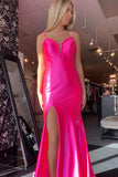 Fuchsia Satin Mermaid Long Prom HZ0307