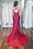 Halter Green Satin Mermaid Long Formal HZ0307