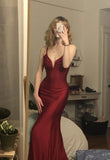 LTP1627,Charming Burgundy Satin Bodycon Long Prom Dresses,Cross Back Full Length Evening HZ0307