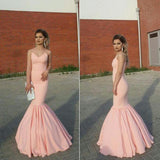 LTP0888,Light pink mermaid satin long prom evening HZ0307