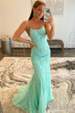 Popular Sheath Lace Appliques Long Prom HZ0307