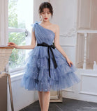 LTP1766,Dream Blue One Shoulder Homecoming Dress, Sparkle Starry Tulle Prom Hoco HZ0307