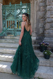 LTP1642,Emerald Green Prom Dresses,Lace Beaded Evening Dress,Open Back Party HZ0307
