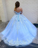 LTP1052,Off the Shoulder Ball Gown Long Prom Dress,Sweet 16 Dress,Sky Blue Evening HZ0307