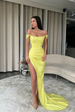LTP1366,Bright Yellow Off-The-Shoulder Prom Dress Mermaid With HZ0307