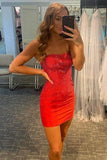 LTP1149,Tight Red Sparkles Short Homecoming HZ0307