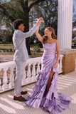 Royal Blue Mermaid Strapless Appliques Ruffle Prom Dress with HZ0307