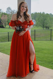 Sweetheart Appliques Chiffon Split Long Evening Prom HZ0307