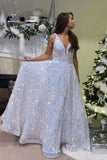 LTP0969,Sparkle white a-line prom dresses sequin evening formal HZ0307