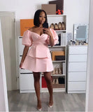 LTP1764,Pink Satin Short Homecoming Dress With Puffy HZ0307